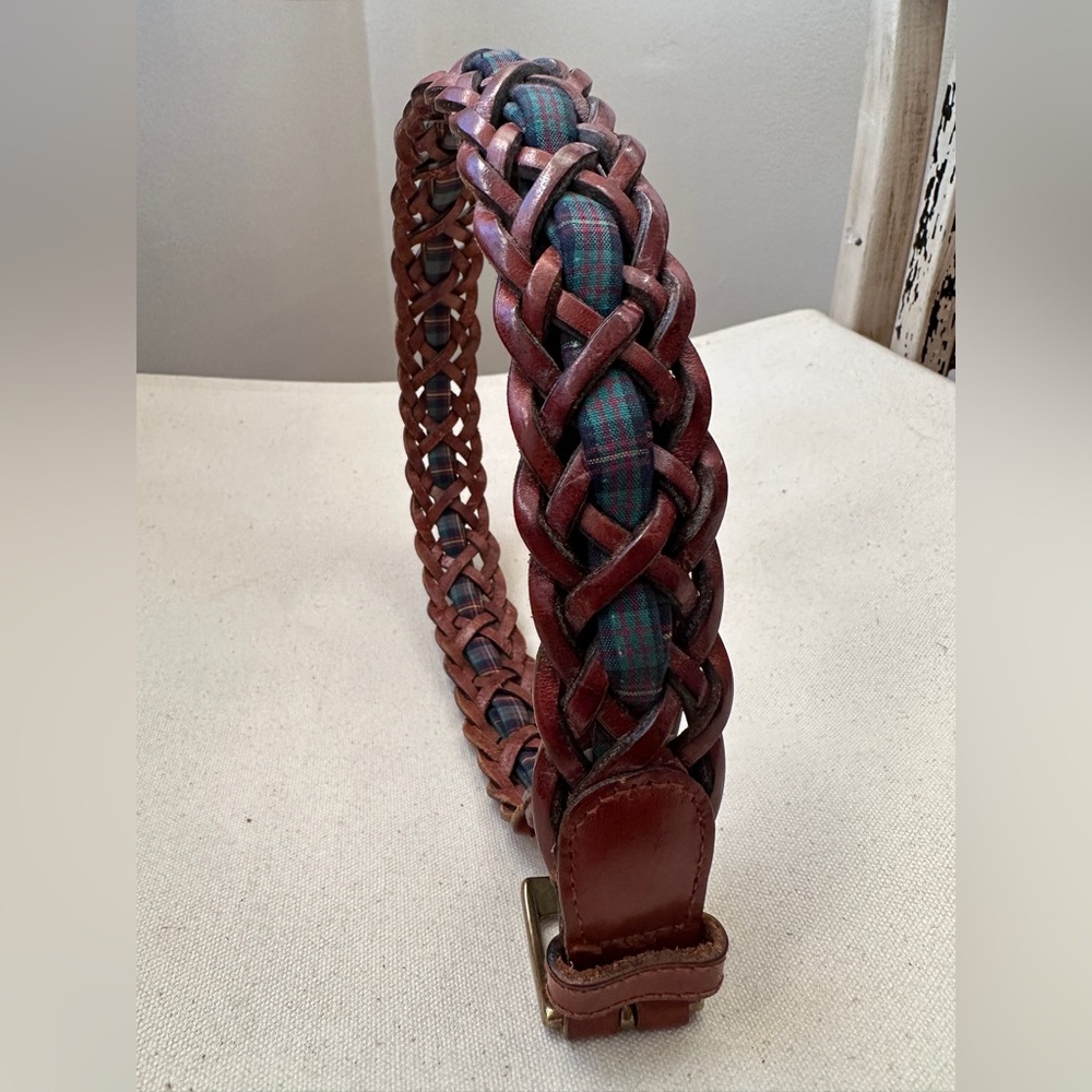 Fossil Brown Braided Leather Belt with Brass Buckle - Picture 5 of 5